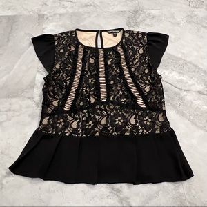 Express Illusion Peplum Lace Top Size Small‎ S Cap Sleeves